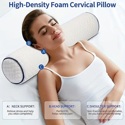 Cervical Round Neck Memory Foam Roll Bolster Pillow, Support For Sleeping For Bed, Legs, Back And Yoga - Smiths Picks - Personal Care