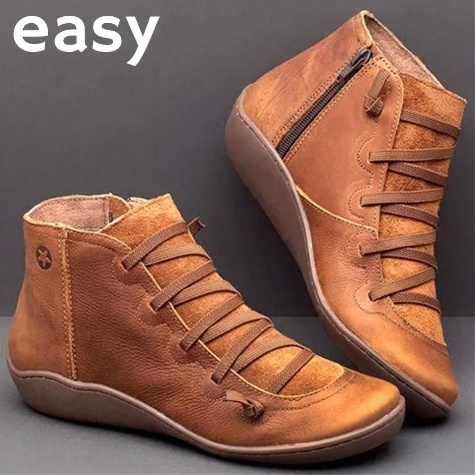 AZZY Premium Orthopedic Lace-Up Ankle Boots, Genuine Comfy Orthopedic Leather Boots, 2022 Design - Smiths Picks - Orthopedic Shoes & Sandals