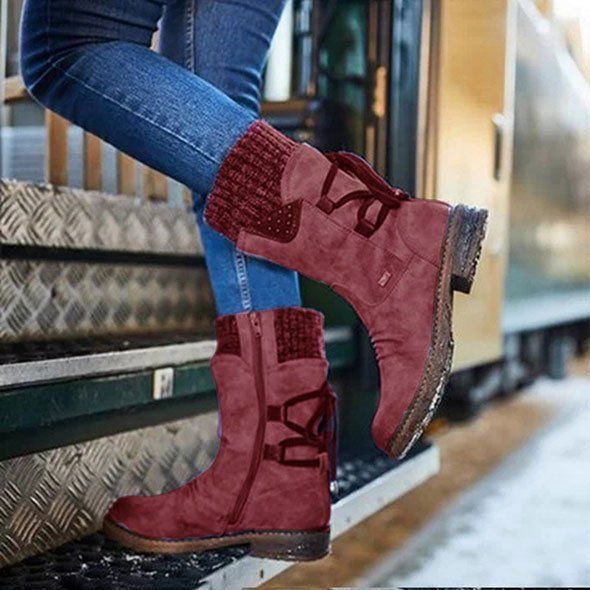 FleekComfy™ Women's Winter Warm Back Lace Up Snow Boots, 6 Colors - Smiths Picks - Winter Boots & Accessories