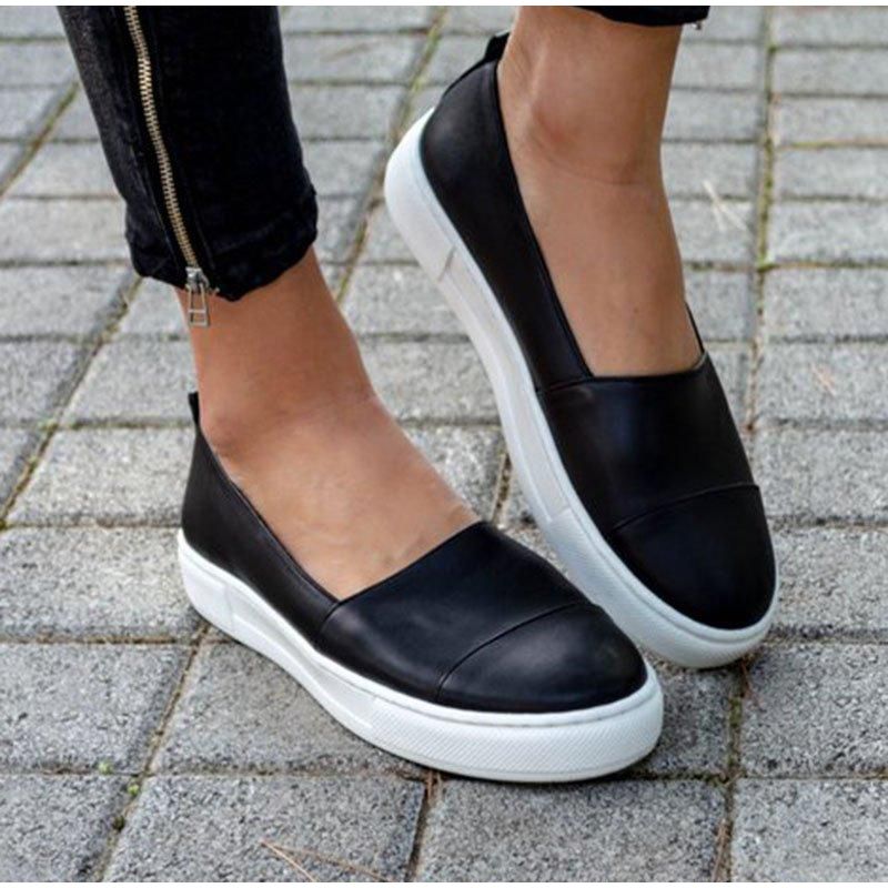 Women Casual Shoes Anti-slip Round Toe Comfortable Cushion Platform Slip-On - Smiths Picks - Shoes