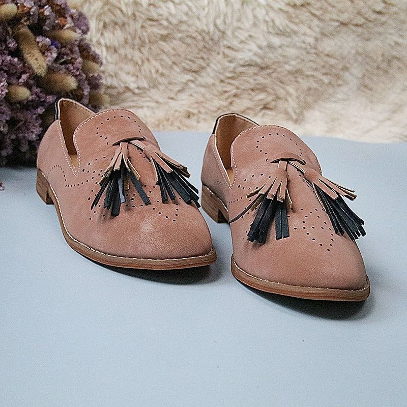 Breathable Suede Women Loafers Tassel Round Toe Leather Cushion Lazy Shoes - Smiths Picks - Loafer