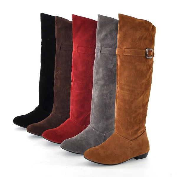 Women Suede Knee Boots Warm Winter Snow Genuine Comfortable Leather