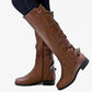 Women Winter New Knee High Boots Waterproof Leather Made Unique Strap Shoes Design - Smiths Picks - Winter Boots & Accessories
