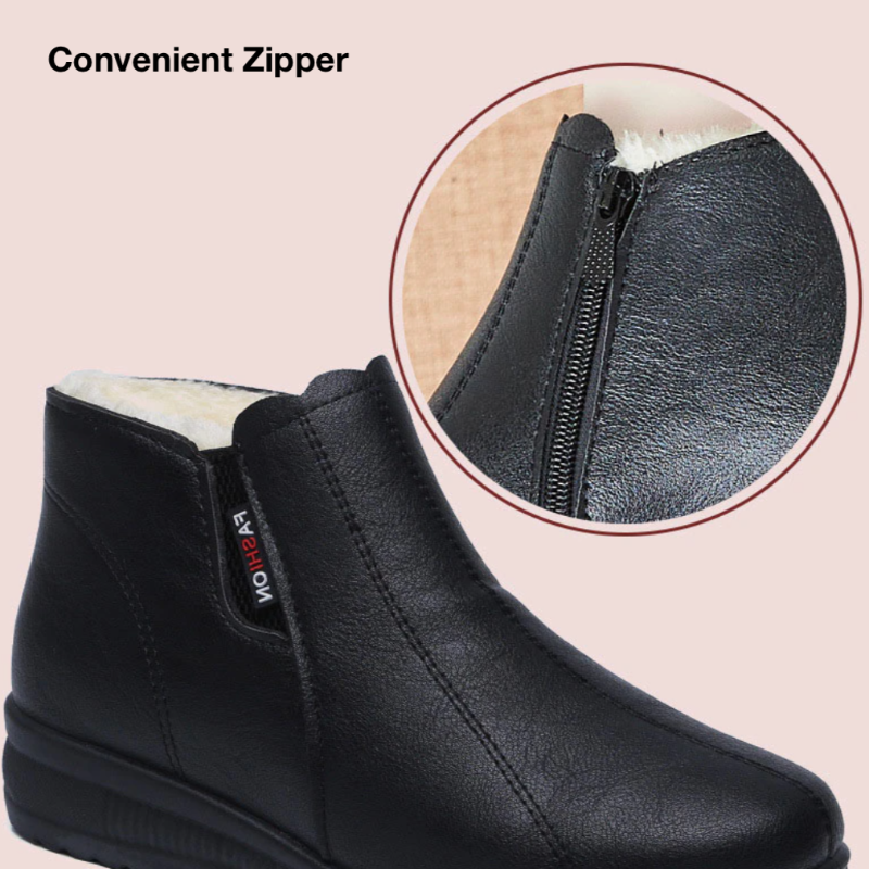 Women Arch Support Orthopedic Waterproof Warm Anti-Slip Leather Winter Ankle Boots - Smiths Picks - Winter Boots & Accessories